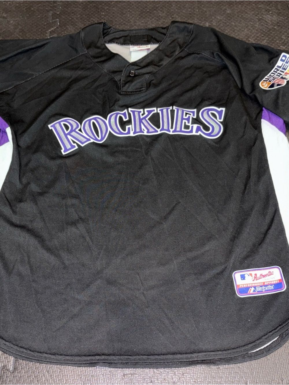 MLB Majestic Colorado Rockies 2007 World Series Baseball Jersey Size Large